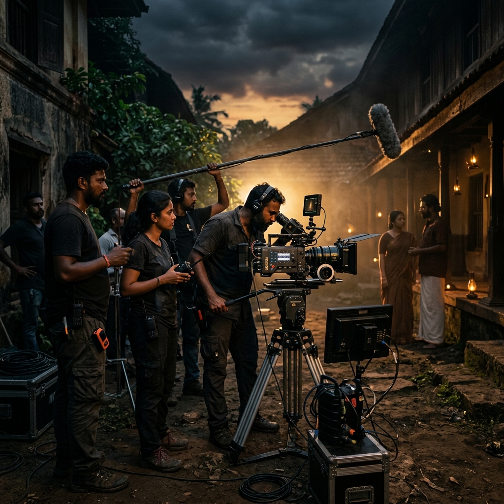 Octiq Production team filming on location in Kerala